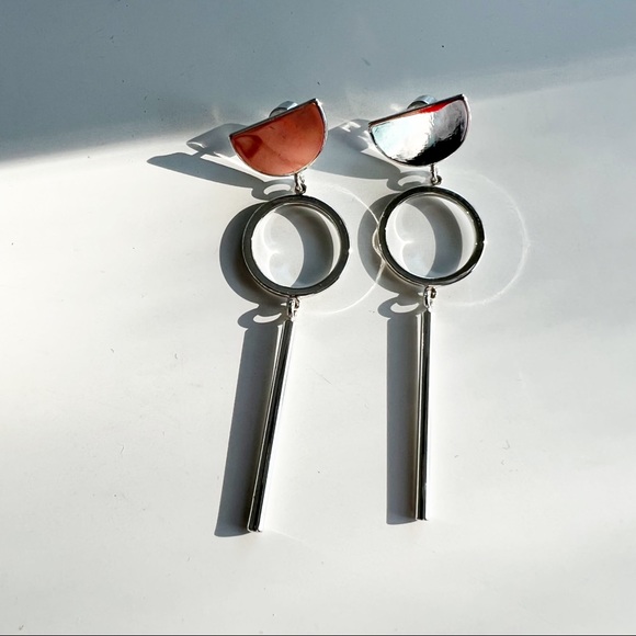 Silver Geometric Earrings - Picture 1 of 3